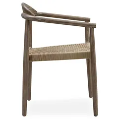 كرسي سفرة خشب أوكالبتوس وحبال جافي (قطعتان ، 56 × 53 × 79 سم)