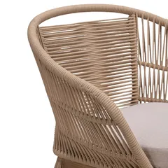 TF Eucalyptus Wood & Rope Dining Chair (68 x 64.5 x 80 cm, Beige)