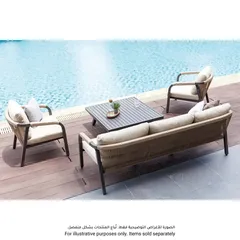 Angelo 3-Seater Aluminum & Rope Sofa (210 x 75 x 70 cm)