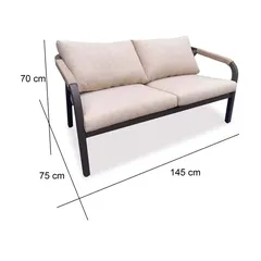 Angelo 2-Seater Aluminum & Rope Sofa (145 x 75 x 70 cm)