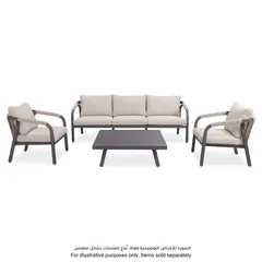 Angelo Single-Seater Aluminum & Rope Sofa (70 x 75 x 70 cm, 2 Pc.)