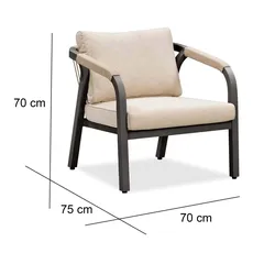 كنبة مفردة ألمنيوم وحبال أنجيلو (70 × 75 × 70 سم، قطعتين)