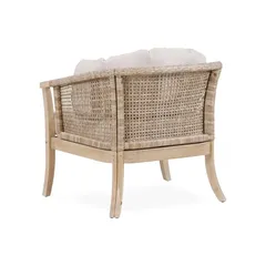 Ashmore V2 Single-Seater Acacia Wood & Wicker Sofa (73 x 78 x 73 cm)