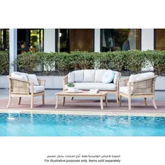 Ashmore V2 2-Seater Acacia Wood & Wicker Sofa (73 x 140 x 74 cm)