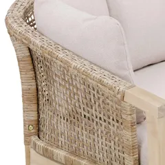 Ashmore V2 2-Seater Acacia Wood & Wicker Sofa (73 x 140 x 74 cm)