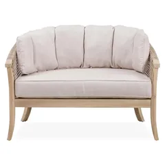 Ashmore V2 Acacia Wood & Wicker Snuggler Sofa (82 x 113 x 73 cm)
