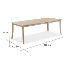 طاولة طعام كلاسيكية خشب أكاسيا أشمور (220 × 100 × 74 سم)