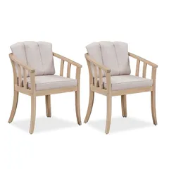 Ashmore Classic Acacia Wood & Wicker Dining Chair (55.5 x 58 x 73 cm, 2 Pc.)