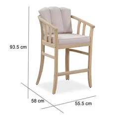 Ashmore Classic Acacia Wood & Wicker Bar Chair (55.5 x 58 x 93.5 cm, 2 Pc.)