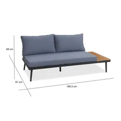 Mia 5-Seater Acacia & Steel Corner Sofa Set