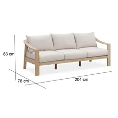 Sycamore 3-Seater Acacia & Rope Outdoor Sofa (204 x 78 x 83 cm)