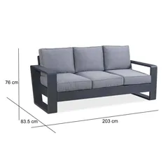 Milos 3-Seater Aluminum & Texteline Sofa (203 x 83.5 x 76 cm)