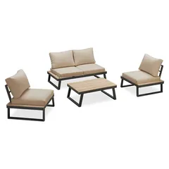 Lattery 4-Seater Acacia & Steel Sofa Set