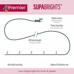 Premier SupaBrights 120-LED Warm White String Light (1.44 W, 9.5 m)