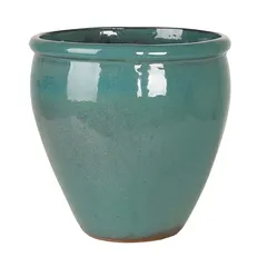 Shanghai 11-01DB Glazed Ceramic Plant Pot (28 x 28 cm, Ice Blue)