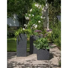 Scheurich Muretto High Plastic Plant Pot (25.5 x 25.5 x 59 cm, Anthracite)