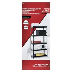 ACE Particle Board & Steel 5-Tier Adjustable Shelving Unit (76.2 x 30.5 x 152.4 cm)