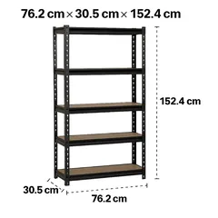 ACE Particle Board & Steel 5-Tier Adjustable Shelving Unit (76.2 x 30.5 x 152.4 cm)