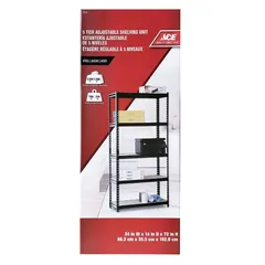 ACE Particle Board & Steel 5-Tier Adjustable Shelving Unit (86.5 x 35.5 x 182.8 cm)