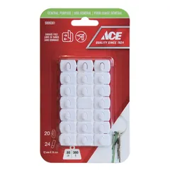 ACE Adhesive Hook Pack (20 Pc., 1.2 x 1.8 cm, White)