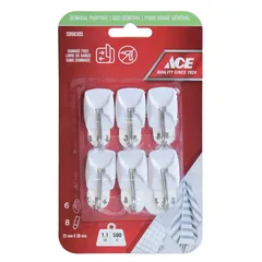 ACE Adhesive Hook Pack (6 Pc., 2.2 x 3 cm, White)