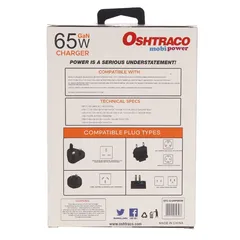 Oshtraco PD+3.0 QC USB-A & USB-C Travel Charger, OTC-G-UHPD65W (65 W)