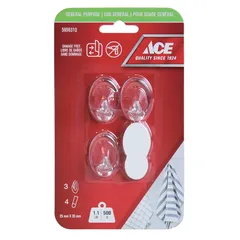 ACE Adhesive Hook Pack (3 Pc., 2.5 x 3.5 cm, Clear)