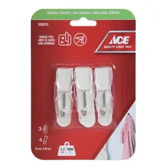 ACE Adhesive Hook Pack (3 Pc., 2.3 x 5.5 cm, Clear)