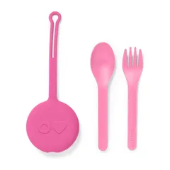 OmieLife OmiePod Kids Utensil & Holder Set (3 Pc., Bubble Pink)