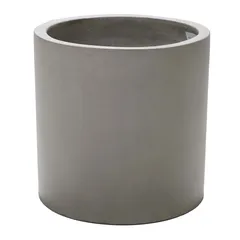 Romulo Fiber Concrete Plant Pot W/Wooden Base (40 x 40 x 40 cm, Light Concrete)