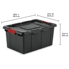 صندوق تخزين بلاستيكي قابل للتكديس مع غطاء ستيرلايت (56.78 لتر)