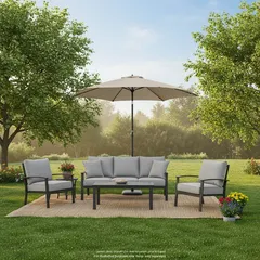 مظلة فولاذ بذراع تدوير لوجان ليفينج أكسنتس (2.7 × 2.4 متر، رمادي داكن)