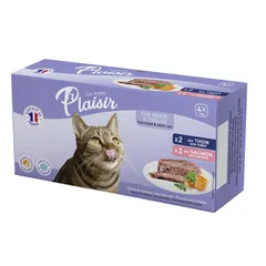 علبة طعام قطط باتيه لي ريباس بليسير (تونة وسلمون ، للقطط المعقمة والبالغة ، 4 × 100 جرام)