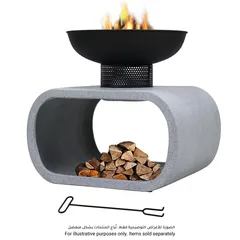 Steel Fire Pit W/Clay Storage (58 x 45 x 53.5 cm)