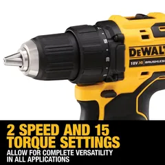 طقم مثقاب لاسلكي مع بطاريات وشاحن ديوالت DCD708D2T-GB (18 فولت)
