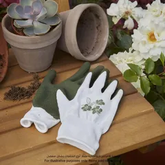 Verve Latex-Coated Polyester Gardening Gloves (Small, White & Dark Green)