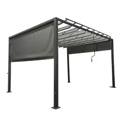 Metal Gazebo W/Louvered Roof (3.7 x 2.95 x 2.25 m)