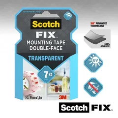 Scotch Fix Double-Face Transparent Mounting Tape (19 mm x 1.5 m)