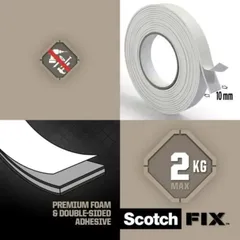 Scotch Fix Double-Face Interior Narrow Mounting Tape For Trim (4 Rolls, 10 mm x 2 m)