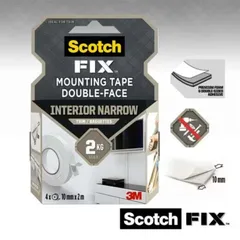 Scotch Fix Double-Face Interior Narrow Mounting Tape For Trim (4 Rolls, 10 mm x 2 m)