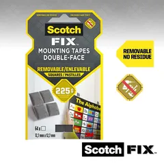 Scotch Fix Double-Face Removable Square Mounting Tape (64 Pc., 12.7 mm x 12.7 mm)