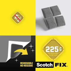 Scotch Fix Double-Face Removable Square Mounting Tape (64 Pc., 12.7 mm x 12.7 mm)