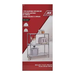 ACE 3-Tier Shelving Unit (75 x 35 x 90 cm, Chrome)