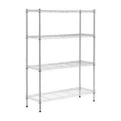 ACE 4-Tier Shelving Unit (90 x 35 x 135 cm, Chrome)