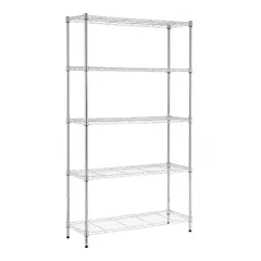 ACE 5-Tier Shelving Unit (90 x 40 x 180 cm, Chrome)