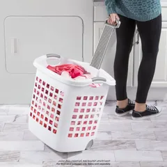 Sterilite Plastic Wheeled Laundry Basket (53.66 x 42.55 x 56.20 cm, White)