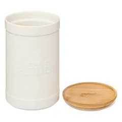 علبة تخزين طحين خزف وخيزران ناتوريو 5فايف (12.2 × 19.5 سم، أبيض)