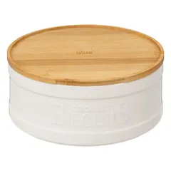 5Five Natureo Stoneware & Bamboo Cookie Box (22.3 x 9.8 cm, White)