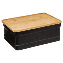 5Five Natureo Stoneware & Bamboo Sugar Cube Box (22.7 x 16 x 9 cm, Black)