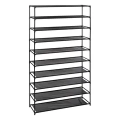 5Five 10-Tier Steel & Fabric Shoe Rack (93 x 30.5 x 158 cm, Black)